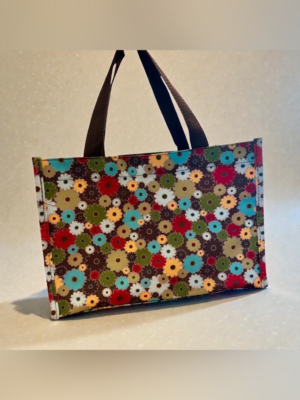 Thirty-One Windsor Bouquet Floral Utility Tote Bag Small Brown Organizing Caddy